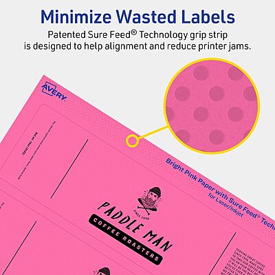 AVERY Bright Pink Printable Rectangle Labels 2-1/4" x 7-3/4"