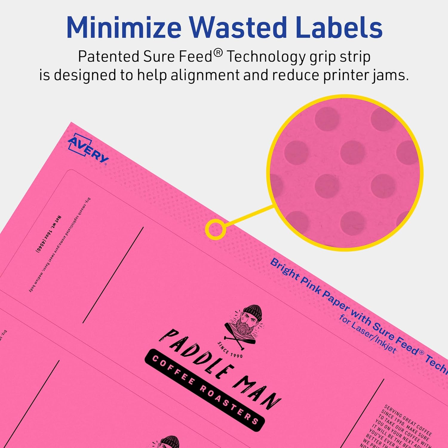 AVERY Bright Pink Printable Rectangle Labels 2-1/4" x 7-3/4"