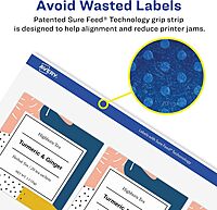 Avery Glossy Clear Square Labels, Sure Feed Technology, 2" x 2", 120 Glossy Clear Labels, Print-to-The-Edge, Laser/Inkjet Printable 120 labels