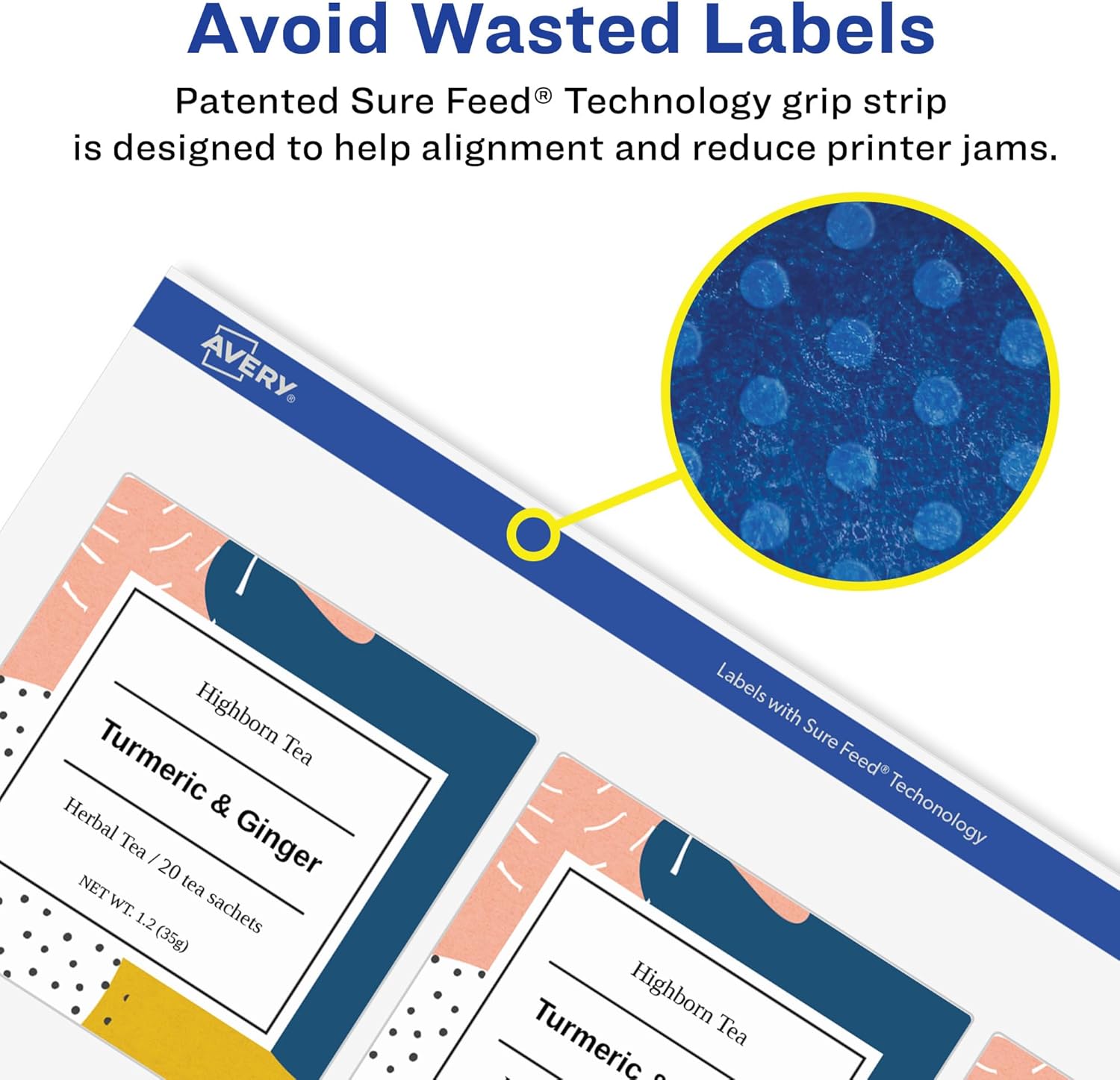 Avery Glossy Clear Square Labels, Sure Feed Technology, 2.5" x 2.5"
