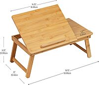 Mind Reader Lap Desk Laptop Stand, Bed Tray, Dorm Room, Folding Legs, Rayon From Bamboo, 19.75"L x 12"W x 8.25"H, Brown