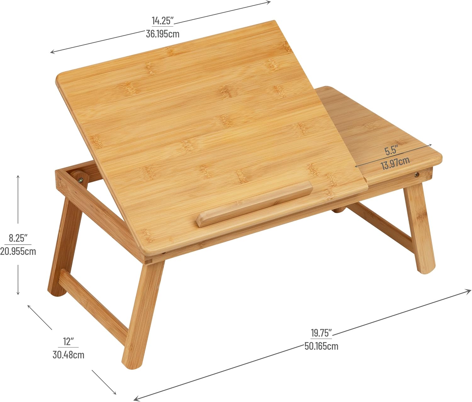 Mind Reader Lap Desk Laptop Stand, Bed Tray, Dorm Room, Folding Legs, Rayon From Bamboo, 19.75"L x 12"W x 8.25"H, Brown