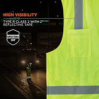 Ergodyne GloWear 8249Z Hi-Vis Surveyor Safety Vest, Solid Front Mesh Back, Type R Class 2
