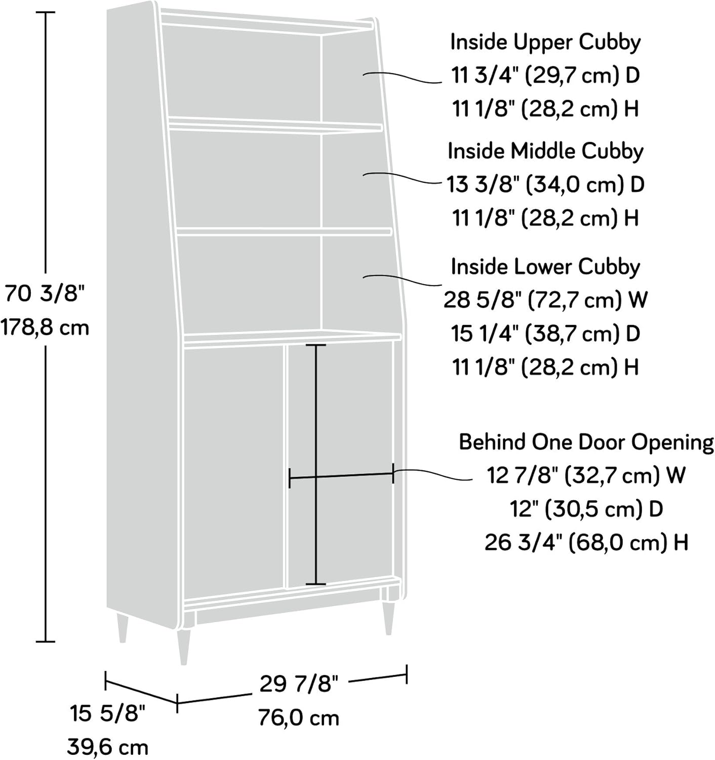 Sauder Harvey Park 71inH 5-Shelf Bookcase With Doors, Grand Walnut