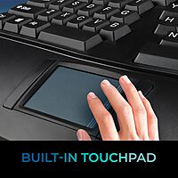 WKB-4500UB - Wireless Ergonomic Desktop Touchpad Keyboard, Split Keys Design, Palm Rest, Media Control Hotkeys