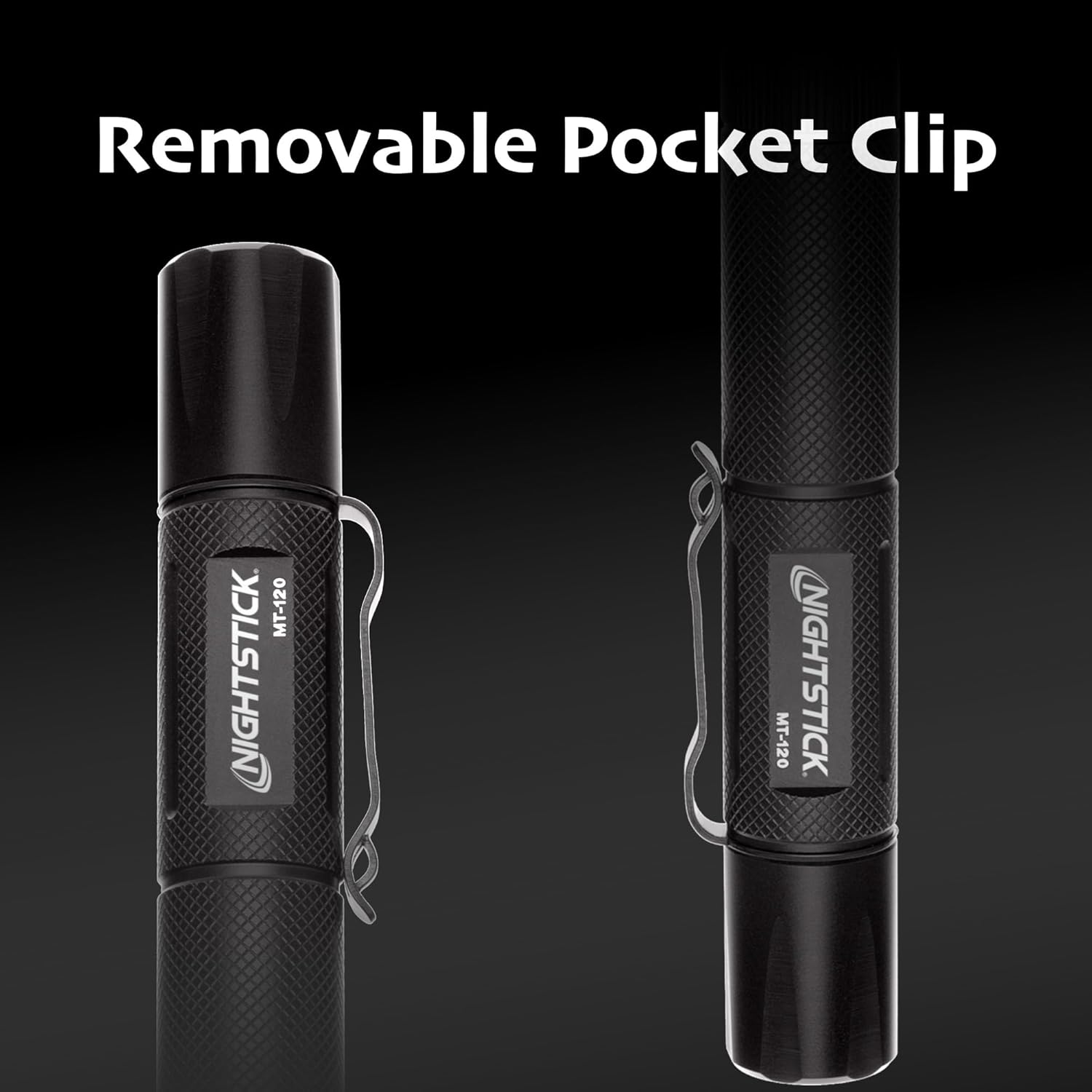 Nightstick Momentary or constant-on MT-120 Mini-TAC Metal LED Flashlight-2 AA, 5.6-Inch, Black
