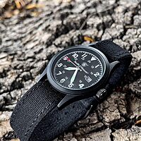 SMITH & WESSON Men's Military Watch with Interchangeable Canvas Straps, Water Resistant, Date Display