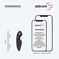 BÖKER PLUS Gnome all Black Copper - small fixed EDC knife with micarta handle - fixed blade knife with D2 blade - with Kydex sheath