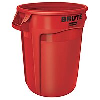 Rubbermaid Commercial Products BRUTE Heavy-Duty Round Trash/Garbage Can 32-Gallon Red Waste Container