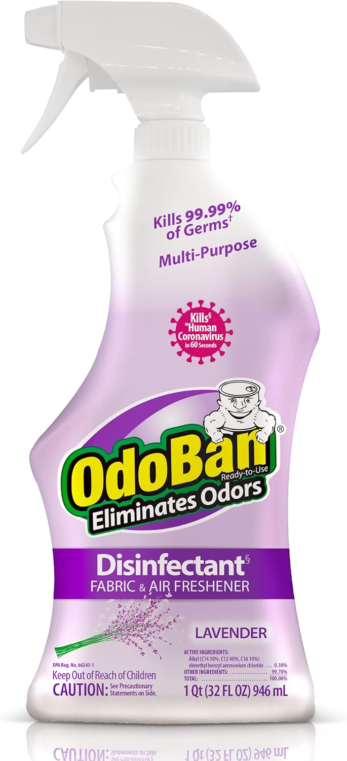 OdoBan Ready-to-Use Disinfectant and Odor Eliminator, Lavender Scent, 32 Ounce Spray Bottle