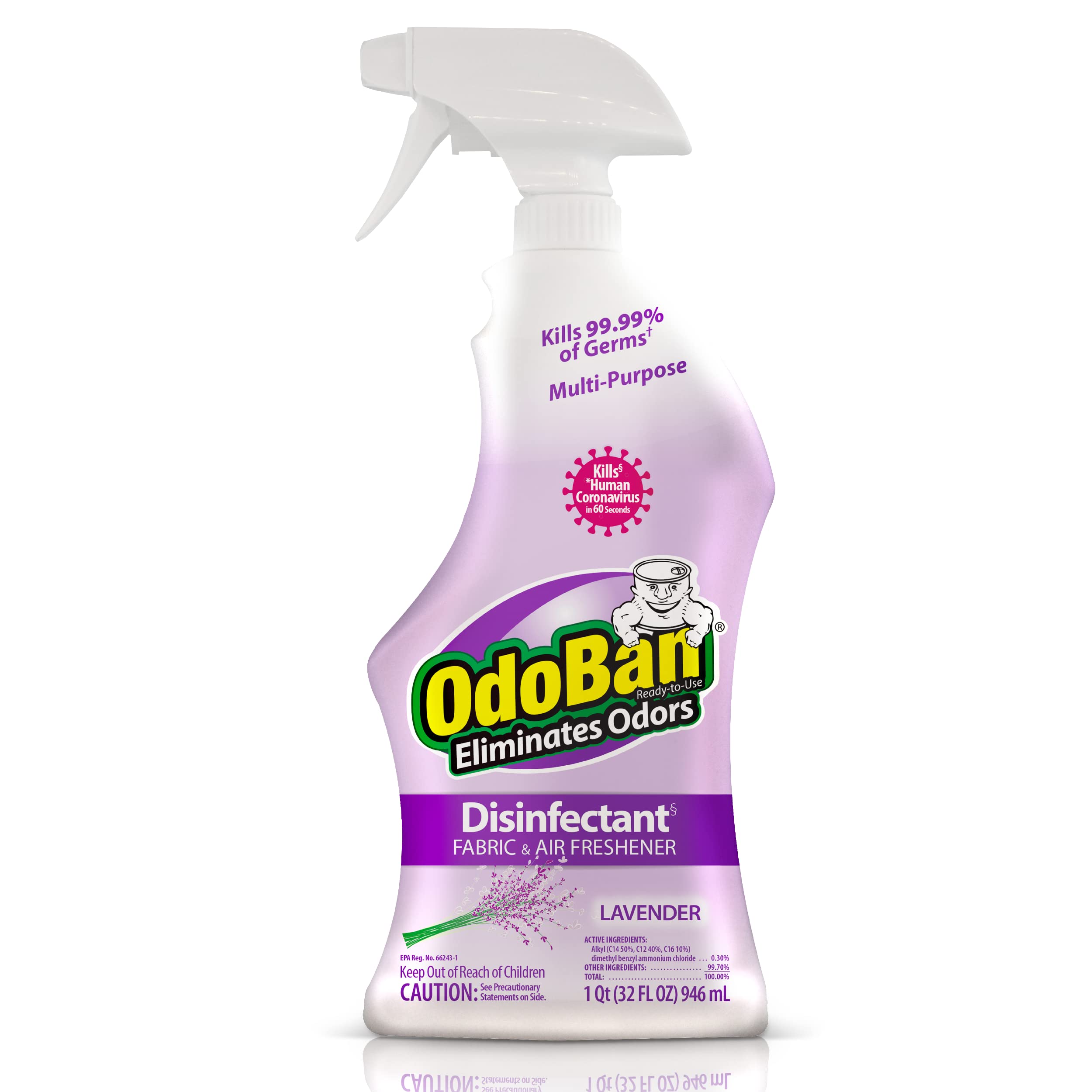 OdoBan Ready-to-Use Disinfectant and Odor Eliminator, Lavender Scent, 32 Ounce Spray Bottle