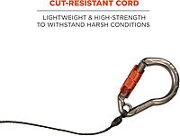 Ergodyne Squids 3002 Retractable Tool Lanyard with Locking Carabiner, Straps to Attach to Belt or Harness, Gray, Standard