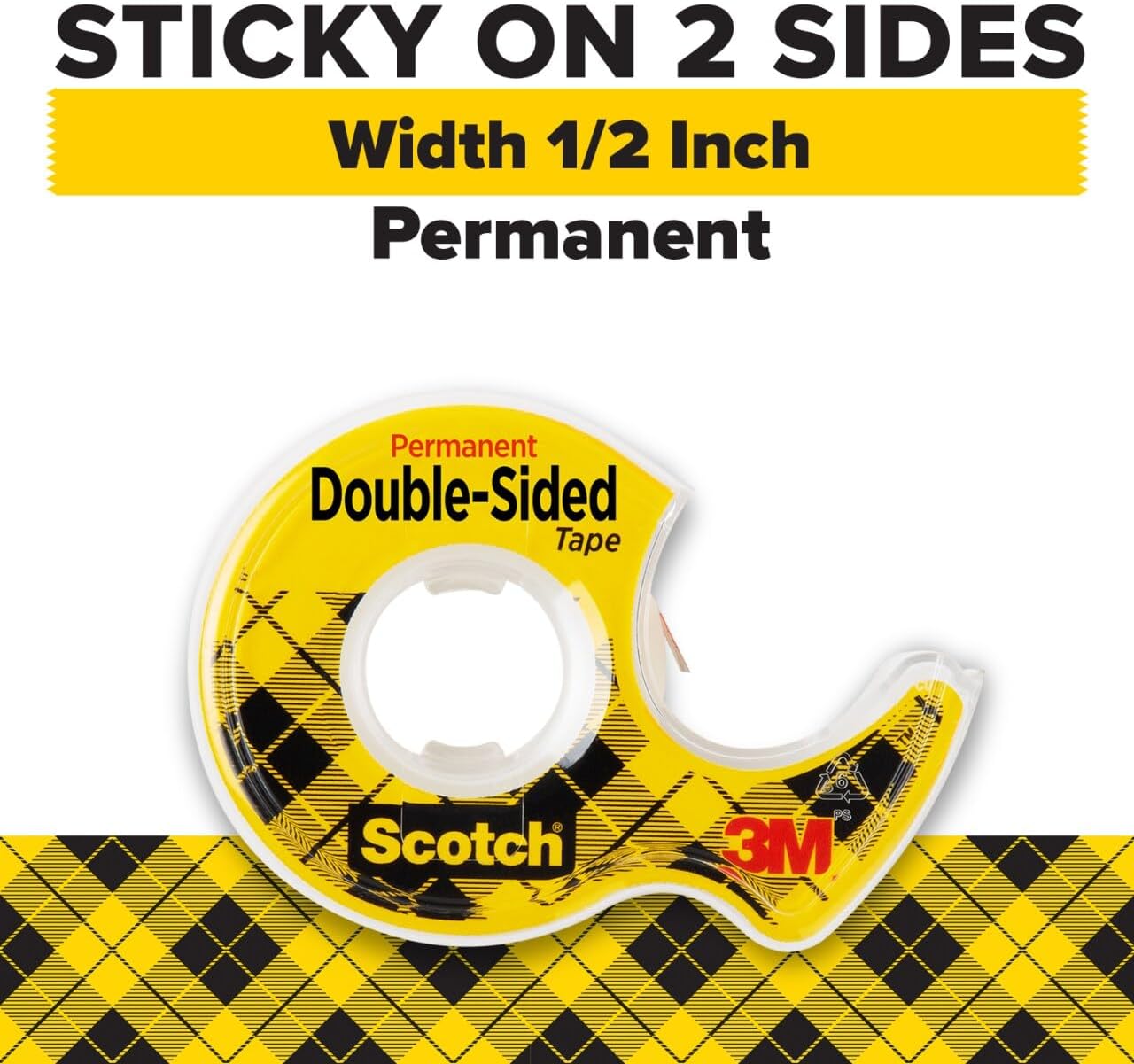 Scotch Double-Sided Tape With Handheld Dispenser, 1/2in x 248in, Clear