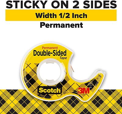 Scotch Double-Sided Tape With Handheld Dispenser, 1/2in x 248in, Clear