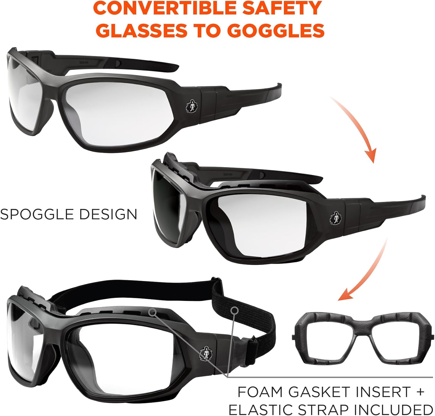 Ergodyne Skullerz Loki Convertible Anti-Fog Safety Glasses