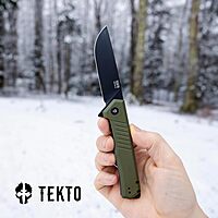 F1 Alpha Folding Pocket Knife - Modified Straight Back Blade, Titanium Coated D2 Steel - Black Titanium Accents