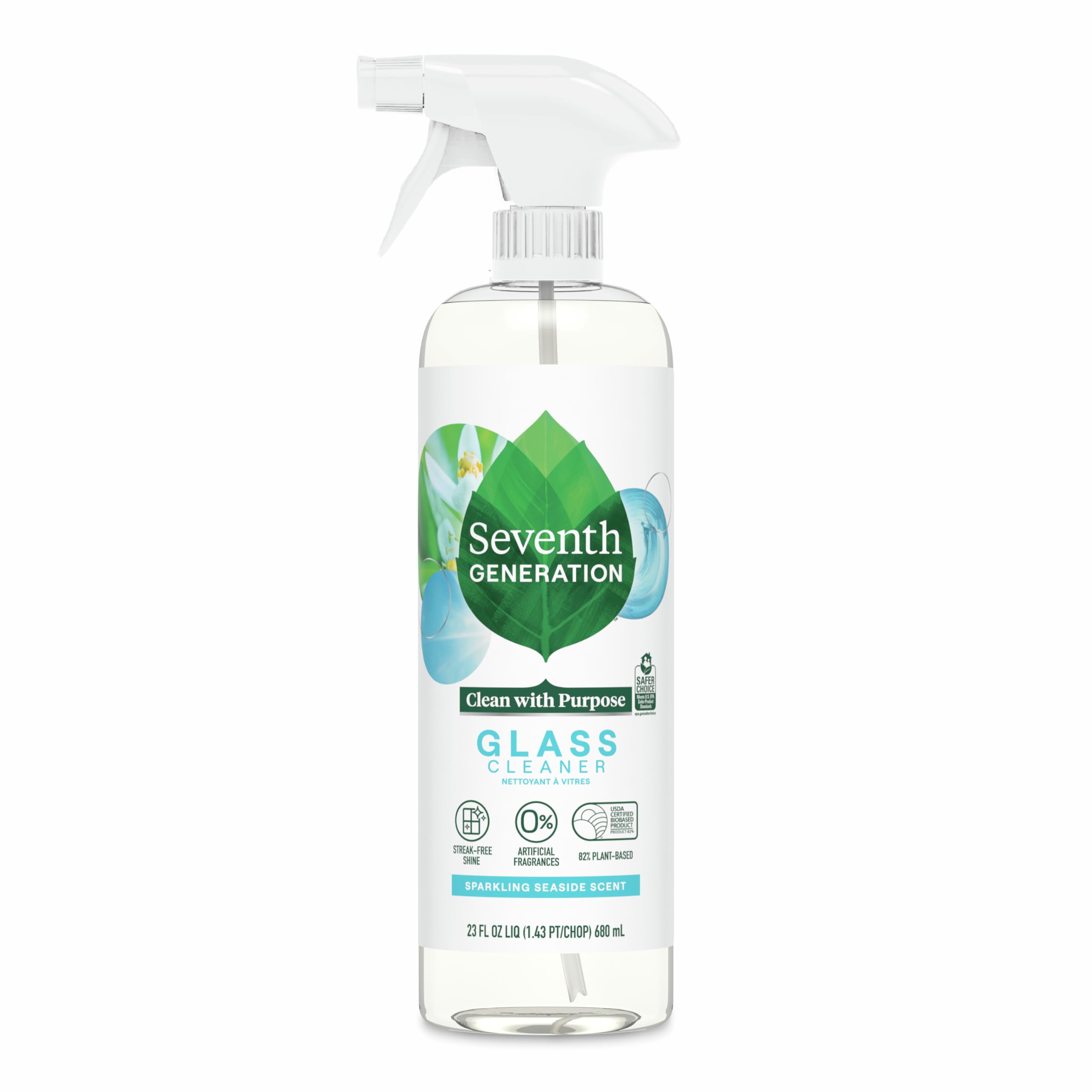 Seventh Generation Natural Glass & Surface Cleaner, Sparkling Seaside, 23 Fl Oz