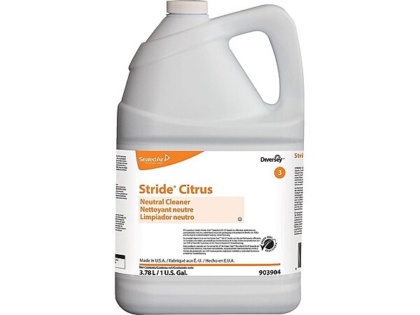 Diversey Stride Neutral Cleaner, Citrus Scent, 128 Oz Bottle, Case Of 4