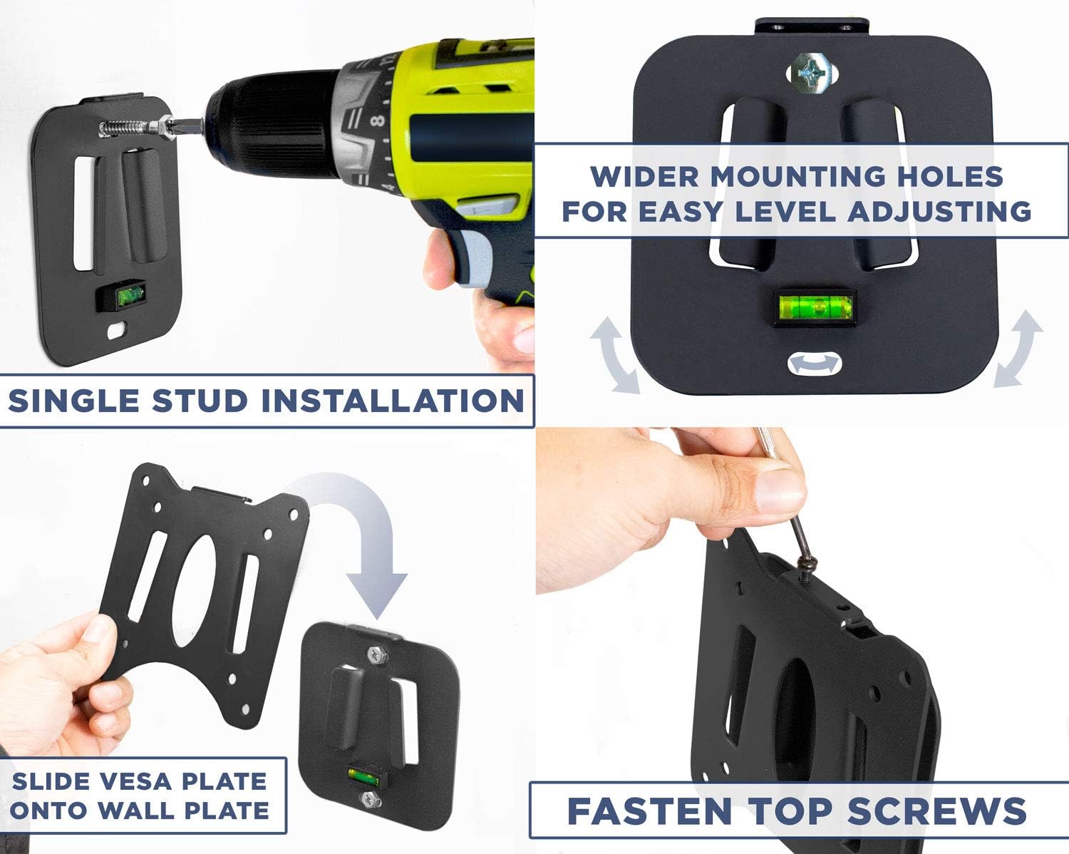 Mount-It! MI-203 Low Profile Fixed TV Wall Mount | Fits 13-32 Inch Screens | VESA 75x75 & 100x100 | Heavy-Duty Steel with 60