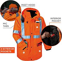 ERGODYNE GloWear 8385 Type R Class 3 High-Visibility 4-in-1 Reflective Safety Jacket