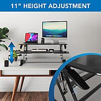 Mount-It! 38in Wide Height Adjustable Standing Desk Converter with Keyboard Tray