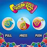 Push Pop Gummy Roll Candy Gummies, 8 Ct Individually Wrapped Gummies in Assorted Fruity Flavors