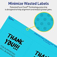 Avery Printable Square Labels, Sure Feed Technology, 4" x 4", Bright Blue