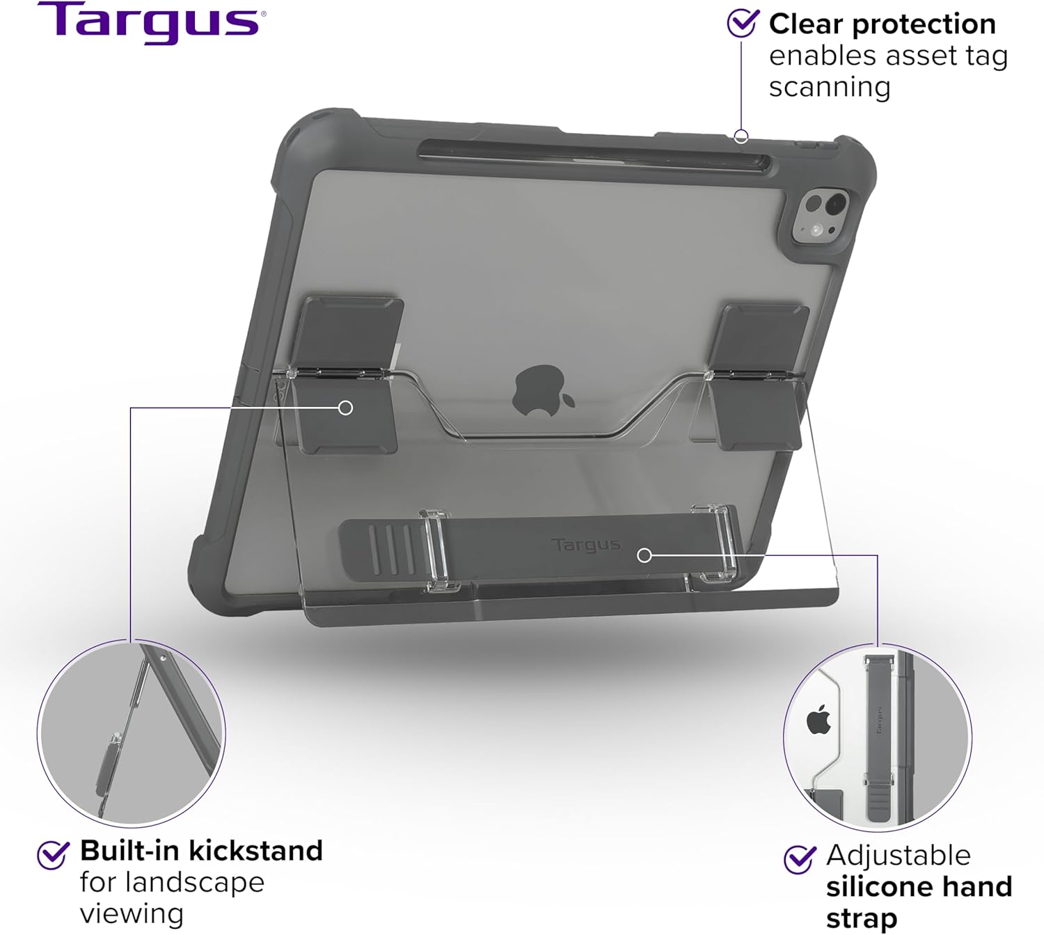 Targus SafePort Rugged Max Case for iPad Pro 13-inch (M4) – MIL-STD Drop Tested, Screen Protector, Kickstand, Hand Strap