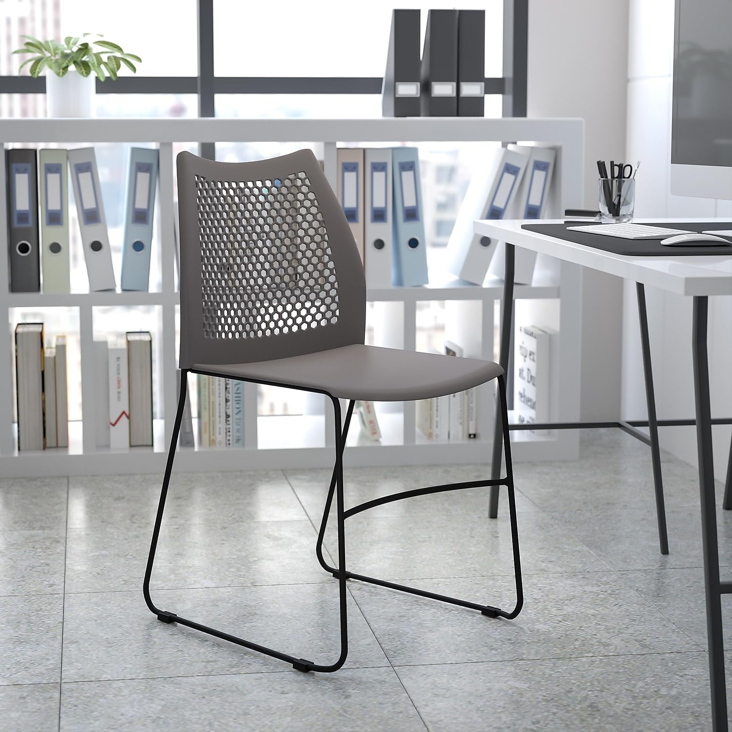Flash Furniture HERCULES Series 661 lb Capacity Stack Chair with Air-Vent Back and Sled Base