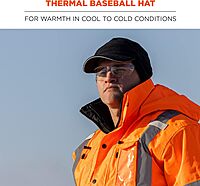 Ergodyne Standard Winter Baseball Cap with Ear Flaps, Black, One Size