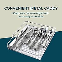 Gibson Home Abbeville 61-Piece Flatware Set with Wire Caddy - Includes Forks, Knives