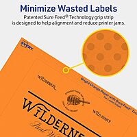 Avery Printable Rectangle Labels, Sure Feed Technology, 5" x 6", Bright Orange Labels, Laser/Inkjet Printable, 20 Total, Great for Shipping and Packaging 20 labels
