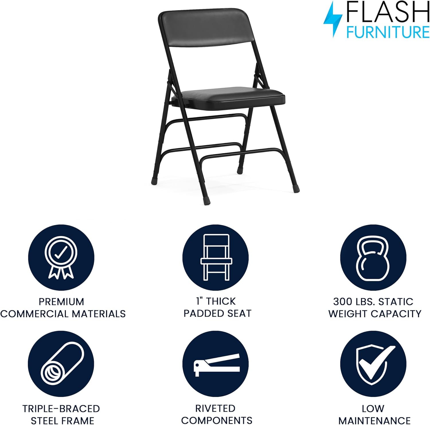 Flash Furniture Hercules Series Upholstered Metal Folding Chairs