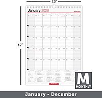 Office Depot Brand Monthly Wall Calendar, 12" x 17", White, January 2026 to December 2026, OD30162826