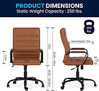Flash Furniture Whitney Swivel LeatherSoft Desk Chair with Padded Seat and Armrests