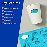 Avery Printable Oval Labels, Sure Feed Technology, 1-1/8" x 2-1/4", Bright Blue Labels, Print-to-The-Edge, Laser/Inkjet Printable, 210 Total, Great for Soaps and Candles 210 labels