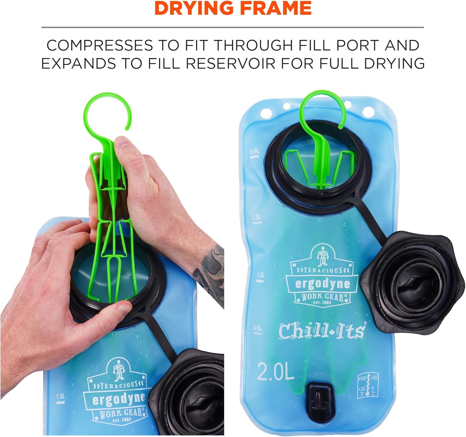 Chill-Its 5159 Hydration Pack Cleaning Kit, Bladder, Tube/Bite-Valve Cleaning Brushes, Drying Rack