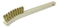 WEILER Small Hand Wire Scratch Brush, Brass Fill, Wood Block