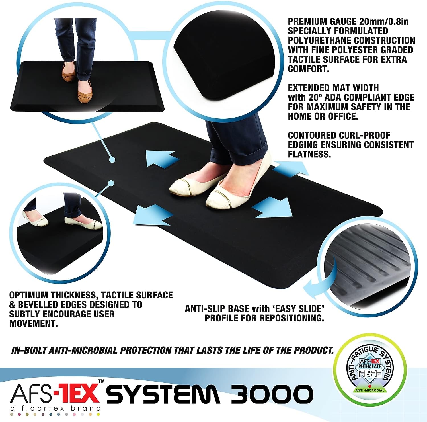 AFS-TEX System 3000 | Anti Fatigue Comfort Mat for Kitchen, Home, Office