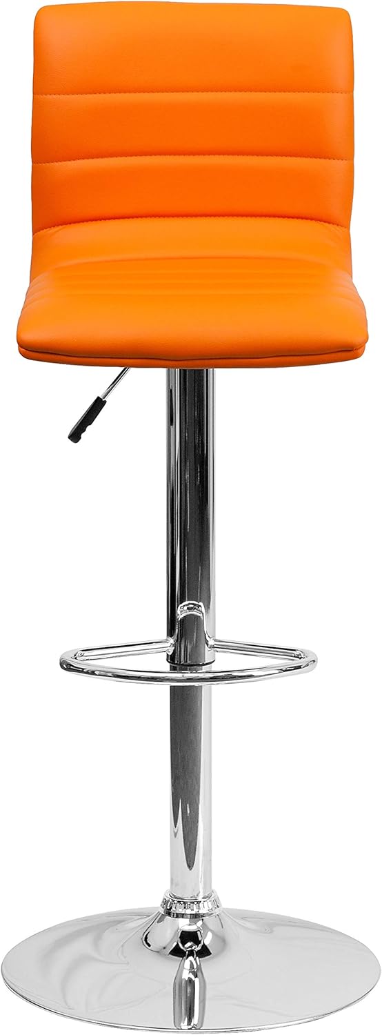FLASH FURNITURE Vincent Adjustable Mid-Back Barstool with Vinyl Upholstery and Chrome Base