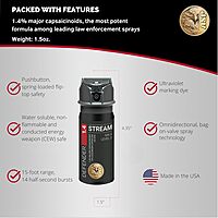 ASP Defender LE Pepper Spray Stream MK3 & Decon Cleanser Spray, Self-Defense OC for Law Enforcement Professionals, 15-Foot Range, 1.5 oz.