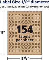 Avery Kraft Brown Round Labels, Sure Feed Technology, 0.5" Diameter