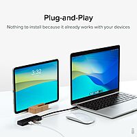 Plugable USB C to USB Adapter Hub, 4 Port USB 3.0 Hub, USB Splitter for Laptop, Compatible with Windows, MacBook Pro/Air