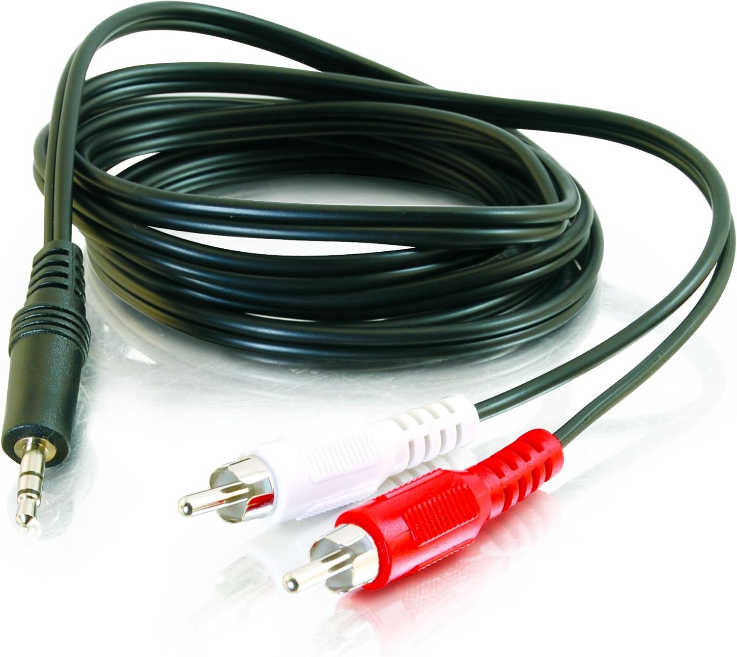 C2G Legrand 3.5mm Male to RCA, Stereo Audio Extension Cable, Audio Y-Adapter Cable, Black Dual RCA to 3.5mm Adapter, 12 Foot