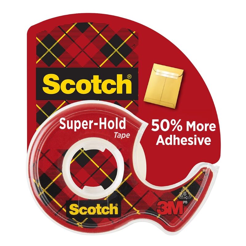 Scotch Super-Hold Tape, Transparent Finish, 50% More Adhesive, Trusted Favorite, 3/4 x 650 Inches, Dispensered (198) 1 Roll Standard