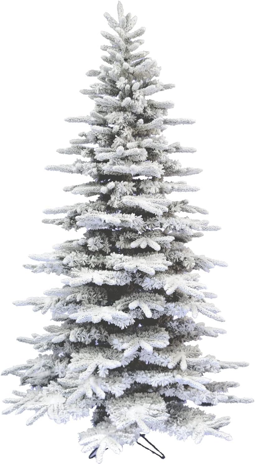 FRASER HILL FARM 7.5-Ft. Mountain Pine Flocked Artificial Christmas Tree