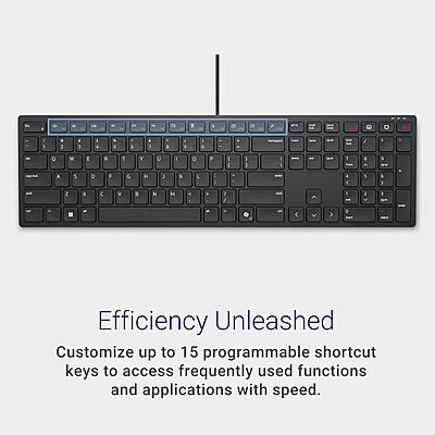 Dell KB525C Wired Collaboration Keyboard - USB-C & USB-A Versatile connectivity, 15 Programmable Shortcuts Keys