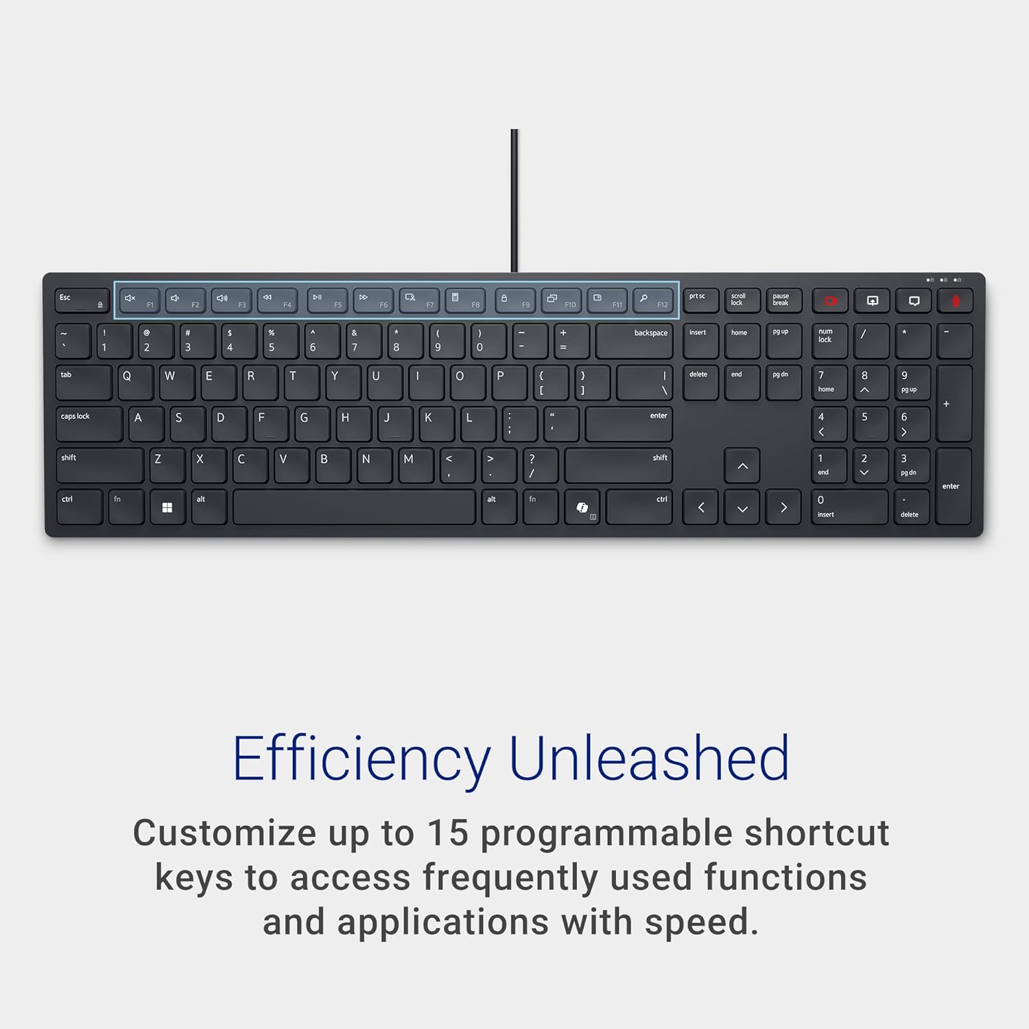 Dell KB525C Wired Collaboration Keyboard - USB-C & USB-A Versatile connectivity, 15 Programmable Shortcuts Keys