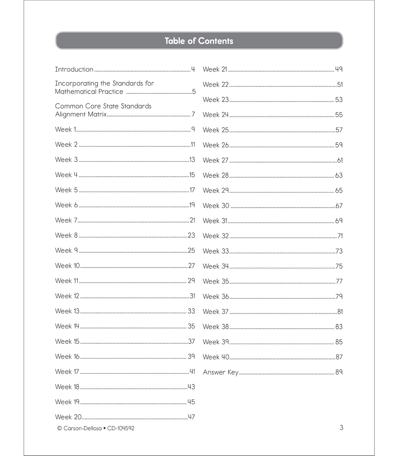 Carson Dellosa Common Core Math 4 Today 3rd Grade Workbooks, Telling Time, Fractions, Addition, Subtraction, Multiplication