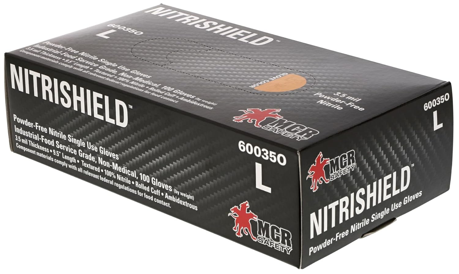MCR Safety NitriShield Powder Free Nitrile Disposable Gloves, 3.5 mil, Food Grade